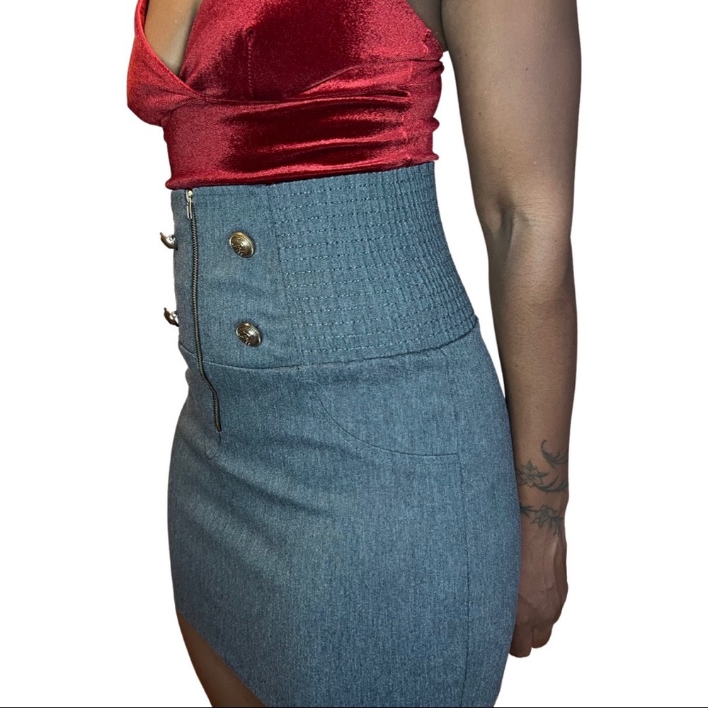 Sailor Buttoned Mini Skirt